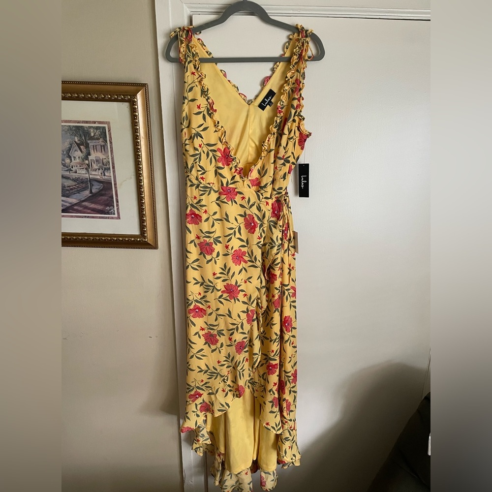 Lulu’s Yellow Floral Wrap Sundress